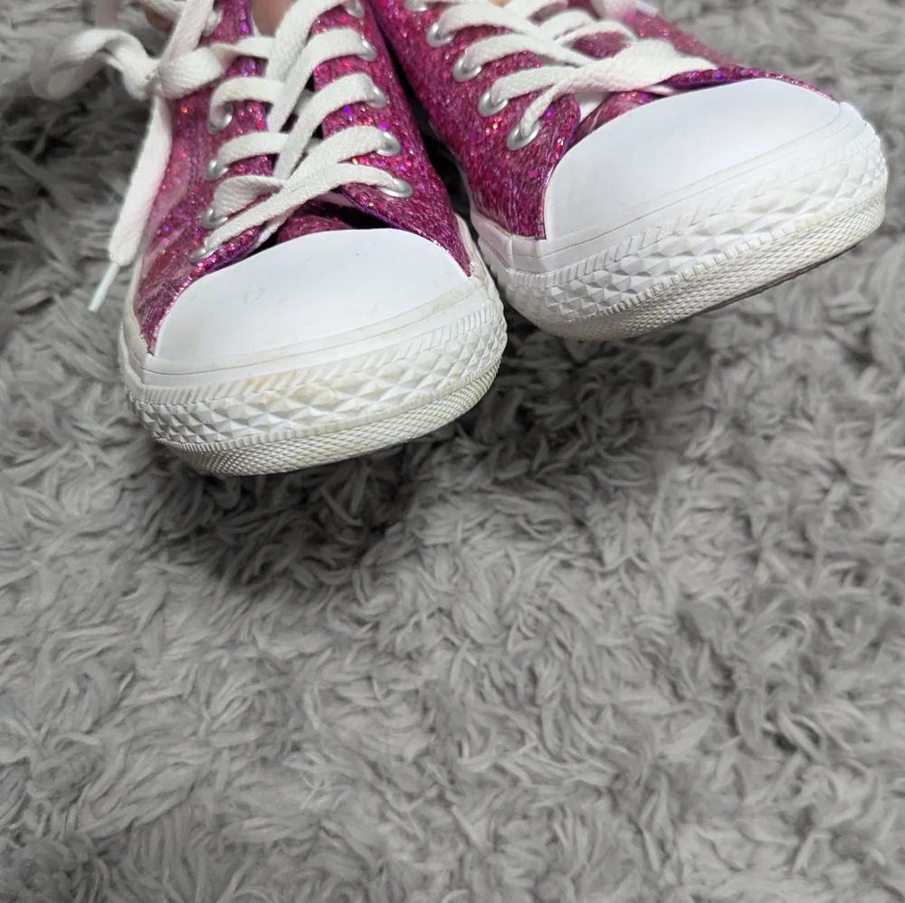 🌸Converse‎ All Star Pink Glitter Sparkles Lace Up Sneaker Size 4.5